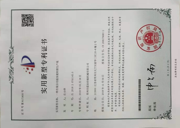 ΚΙΝΑ Changzhou Chenye Warp Knitting Machinery Co., Ltd. Leave Messages Πιστοποιήσεις